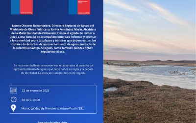 DGA Magallanes y Municipalidad de Primavera invitan a jornada de acompañamiento sobre inscripción y registro de derechos de aprovechamiento de aguas